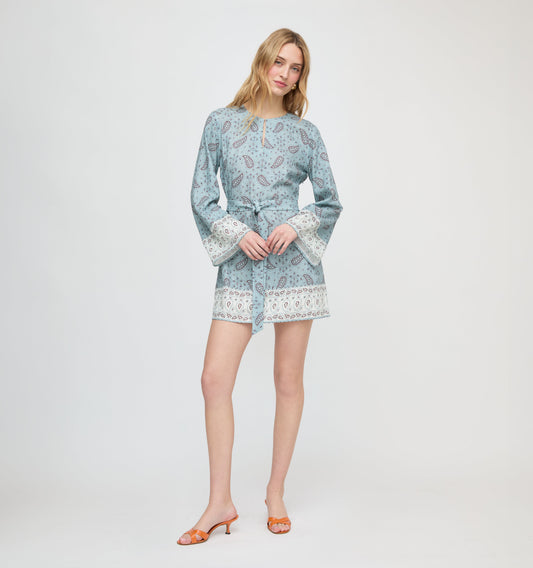 The Magnolia Tunic - Dusty Blue Gemstone Mosaic Scarf
