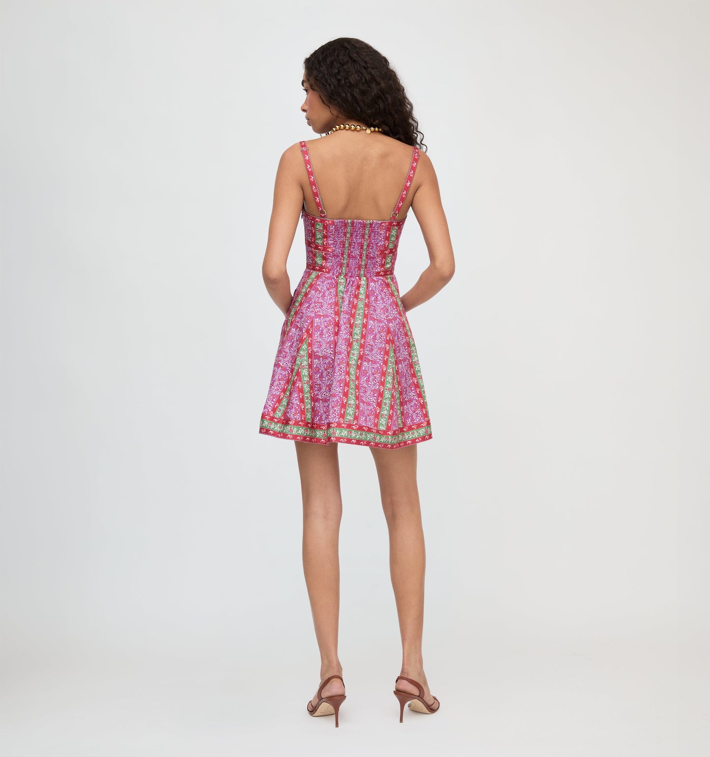 The Margot Mini Dress - Sunset Etched Floral Stripe
