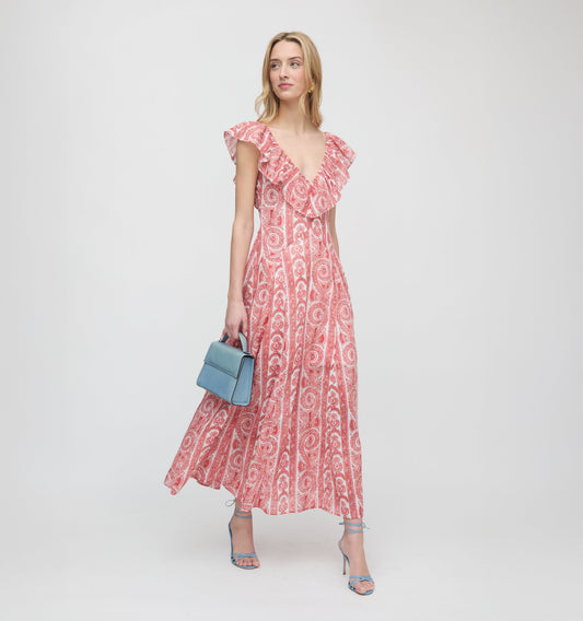 The Milani Dress - Coral Corsica Paisley
