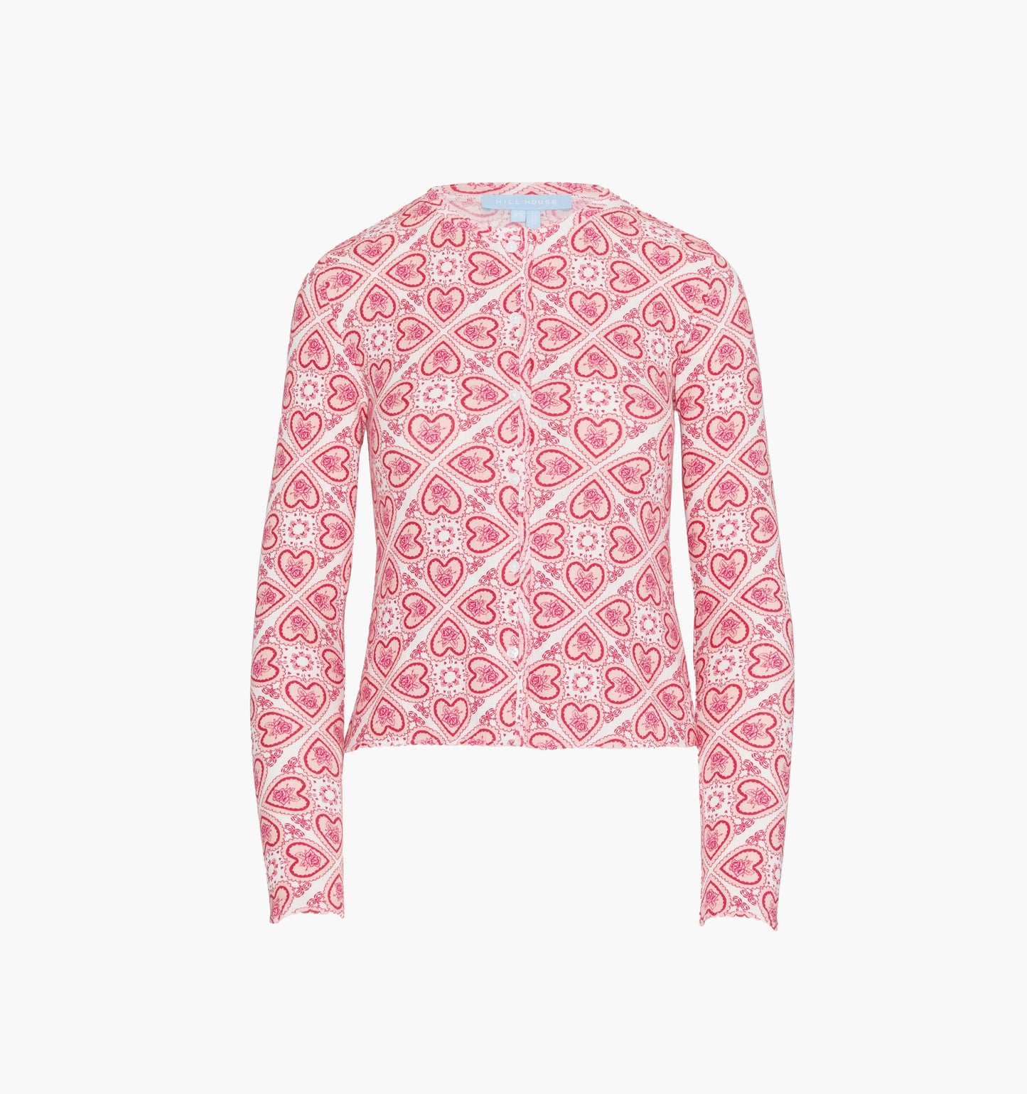 The Kaelie Pointelle Cardigan - White Patchwork Doily Heart