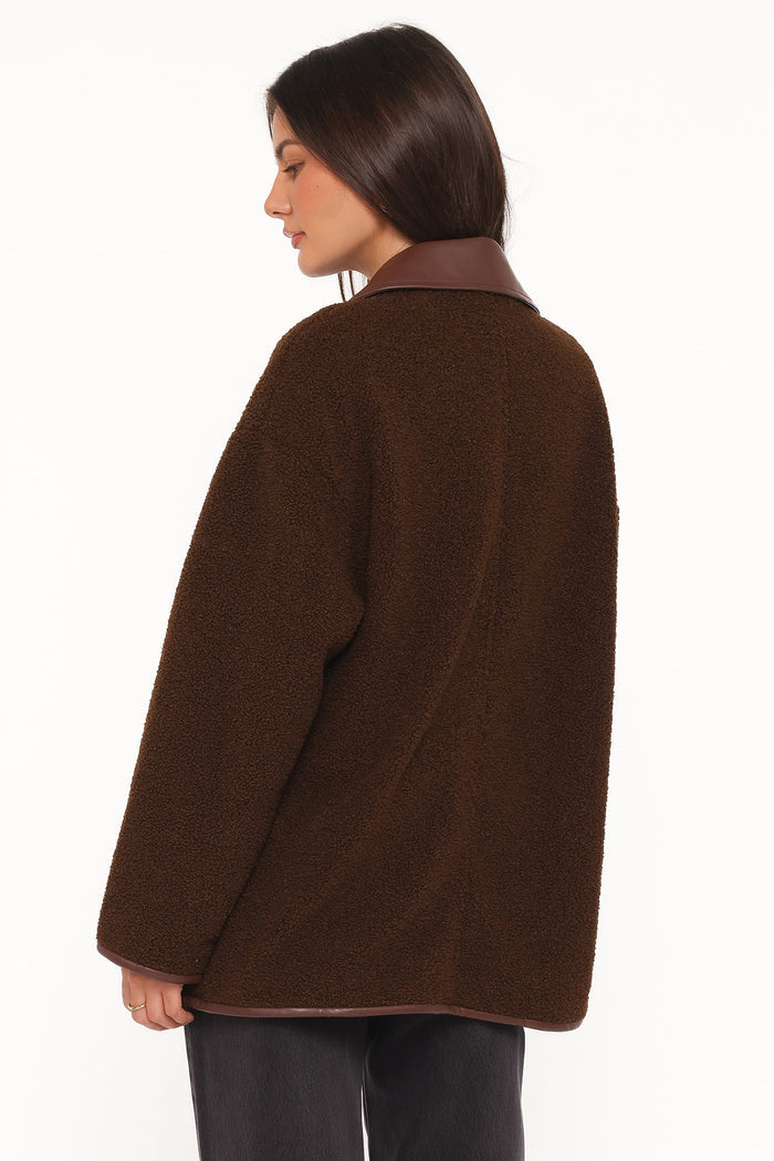 Petal and Pup USA OUTERWEAR Adella Sherpa Car Coat - Espresso Brown