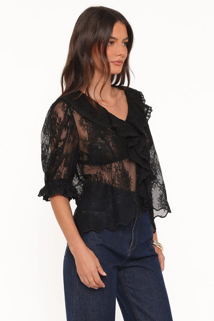 Petal and Pup USA TOPS Adhanna Lace Top - Black