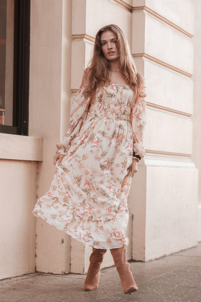 DRESSES Aine Midi Dress - Cream Floral