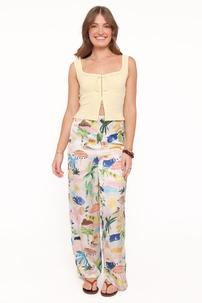 Petal and Pup USA BOTTOMS Alba Wide Leg Pant - Cream Resort Isle