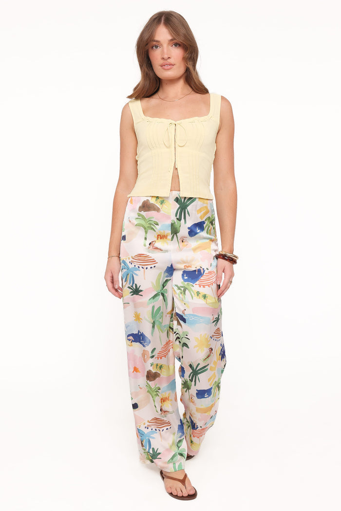 Petal and Pup USA BOTTOMS Alba Wide Leg Pant - Cream Resort Isle