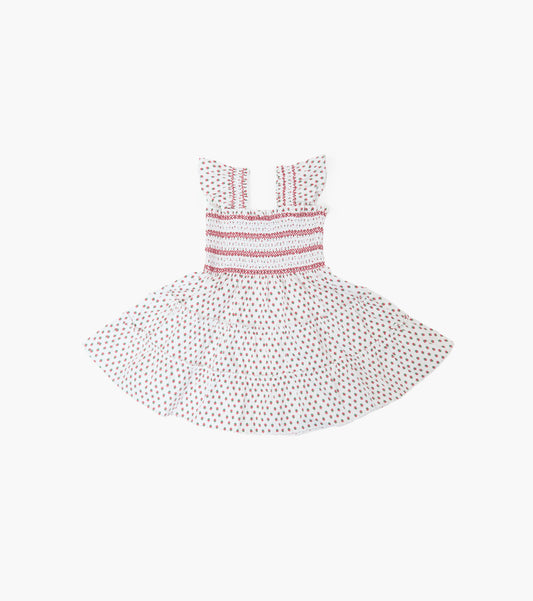 The Tiny Ellie Nap Dress - White Poppy Half Drop