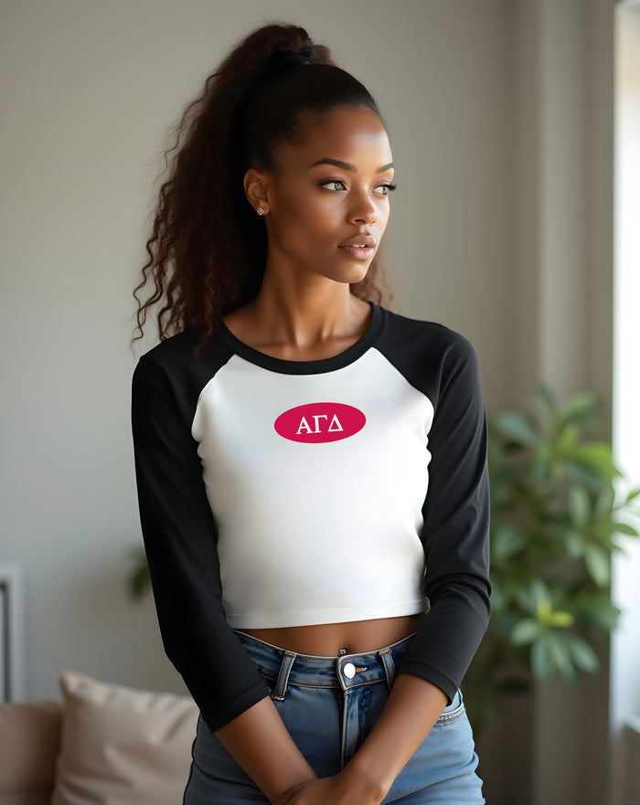 Alpha Gamma Delta Sorority Raglan Baby Tee - Cropped Shirt