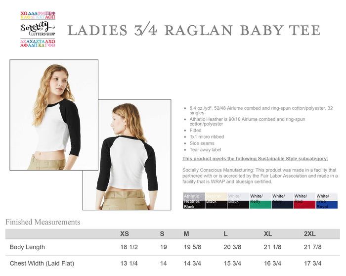 Alpha Gamma Delta Sorority Raglan Baby Tee - Cropped Shirt