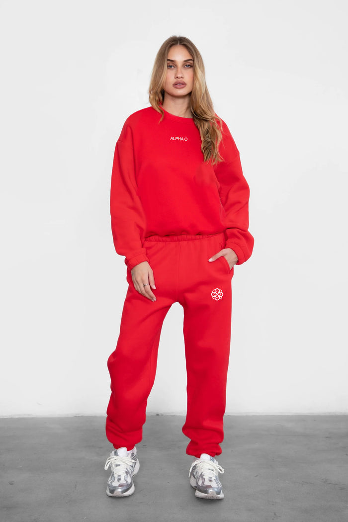 Alpha Omicron Pi Cloud Fleece Joggers - Red
