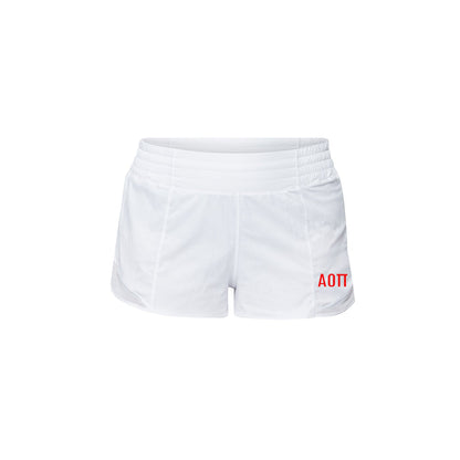 Alpha Omicron Pi lululemon Hotty Hot High-Rise Lined Short 2.5" - White - Xi Omicron Parents Club