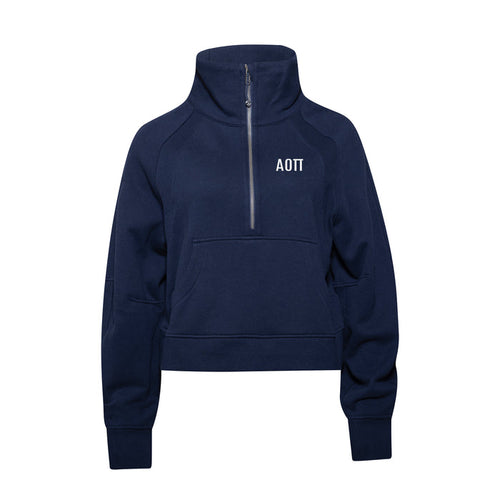Alpha Omicron Pi lululemon Scuba Oversized Funnel-Neck Half Zip - Navy - Xi Omicron Parents Club