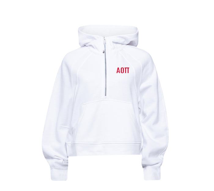 Alpha Omicron Pi lululemon Scuba Oversized Half-Zip Hoodie - White - Xi Omicron Parents Club