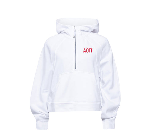 Alpha Omicron Pi lululemon Scuba Oversized Half-Zip Hoodie - White - Xi Omicron Parents Club
