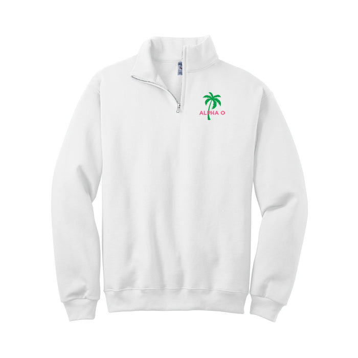 Alpha Omicron Pi Quarter Zip Pullover - Alpha O Palm Tree