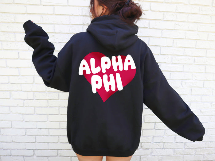 Alpha Phi Boxy Heart Pullover Hoodie