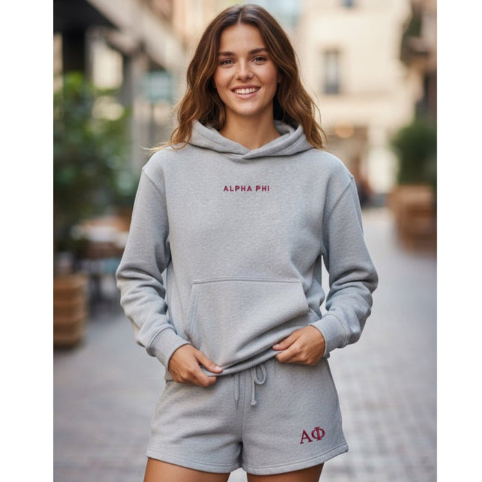 Alpha Phi Fave Fit Hoodie & Shorts Set - Wordmark