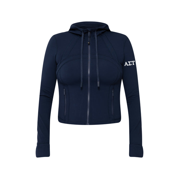 Alpha Sigma Tau lululemon Define Cropped Hooded Jacket Nulu - NAVY
