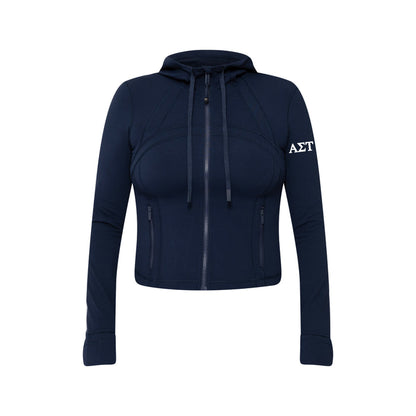 Alpha Sigma Tau lululemon Define Cropped Hooded Jacket Nulu - NAVY