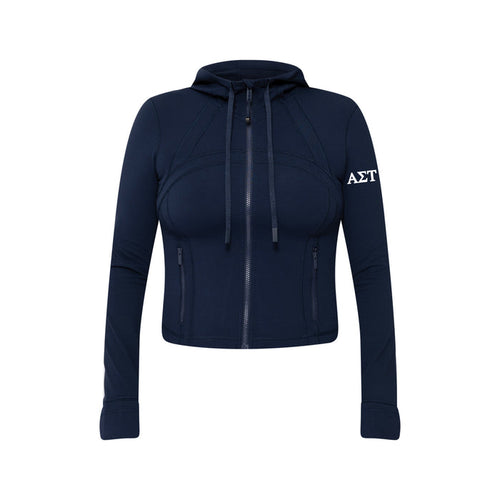 Alpha Sigma Tau lululemon Define Cropped Hooded Jacket Nulu - NAVY