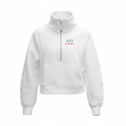 Alpha Sigma Tau MOM lululemon Scuba Oversized Funnel-Neck Half Zip - White