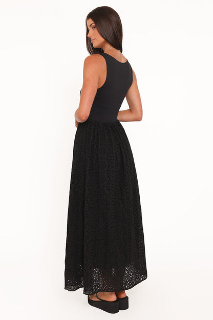 Petal and Pup USA DRESSES Alva Midi Dress - Black Broderie