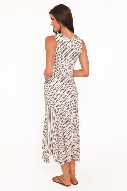 Petal and Pup USA SETS Amber Skirt Set - Cream/Brown Stripe