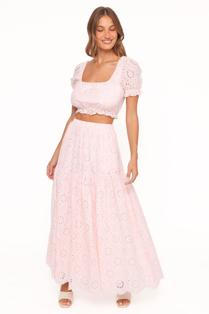 Petal and Pup USA SETS Angelina Skirt Set - Pink Broiderie