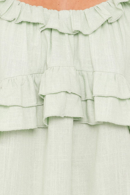 Petal and Pup USA DRESSES Angie Ruffle Mini Dress - Jade