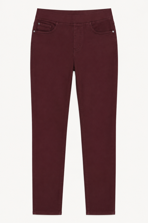 Anna Montana 1001 Angelika Jump In Jeans 521 Burgundy front view Shop Anna Montana at Dotique