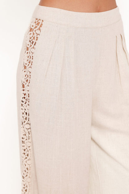 Petal and Pup USA BOTTOMS Arles Wide Leg Pants - Beige Lace