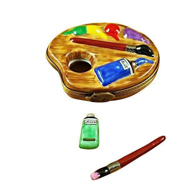 Painter's Palette with Paints Porcelain Limoges Art French Trinket Box