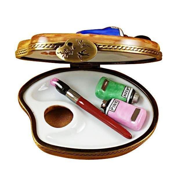 Painter's Palette with Paints Porcelain Limoges Art French Trinket Box