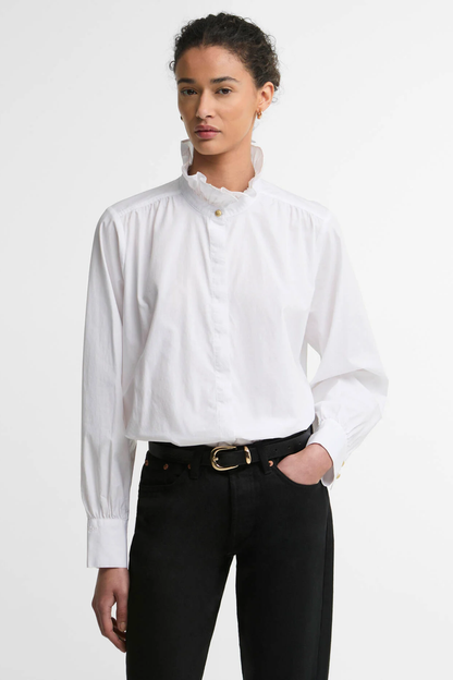 Barbour Adina Shirt White LSH1785 white shirt on model Shop Barbour at Dotique