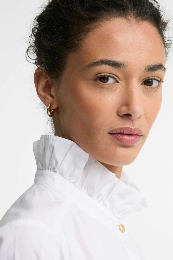 Close up of Barbour Adina Shirt White LSH1785 on model Shop Barbour at Dotique