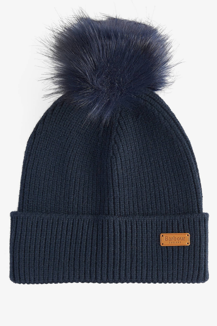 Barbour Dover Beanie & Hailes Scarf Gift Set Classic Tartan LGS0054 navy pom pom beanie Shop Barbour at Dotique