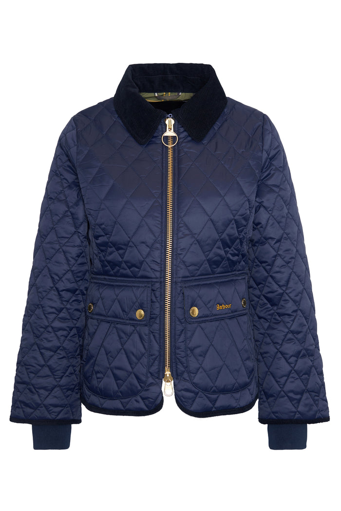 Barbour Fitted Beadnell Quilted Jacket Navy/Classic LQU1765 navy quilted coat Shop Barbour at Dotique