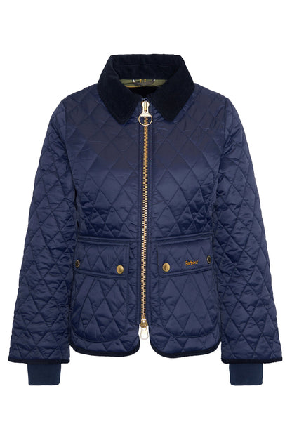 Barbour Fitted Beadnell Quilted Jacket Navy/Classic LQU1765 navy quilted coat Shop Barbour at Dotique