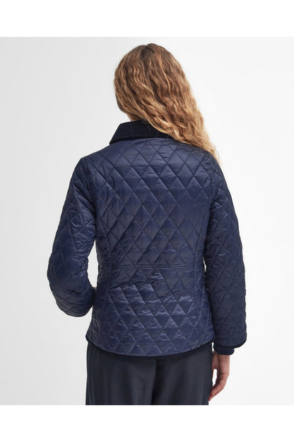 Barbour Fitted Beadnell Quilted Jacket Navy/Classic LQU1765 back view Shop Barbour at Dotique