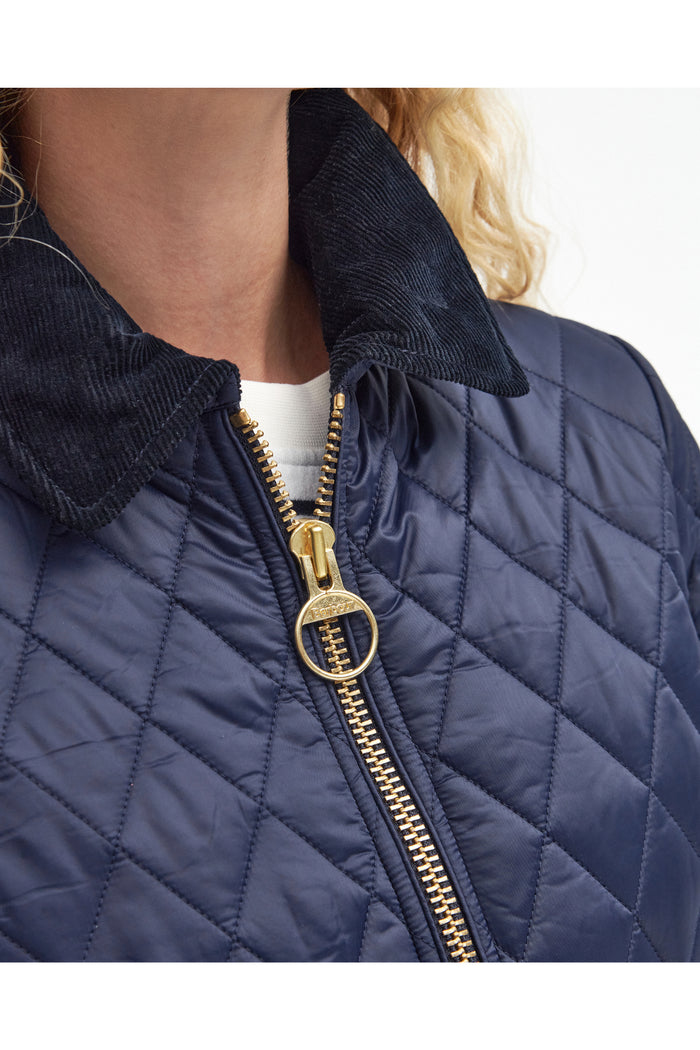 Barbour Fitted Beadnell Quilted Jacket Navy/Classic LQU1765 quilted detail Shop Barbour at Dotique