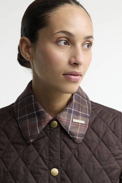 Barbour Icons Tartan Collar Cropped Liddesdale Quilted Jacket Rustic/Muted LQU1934 Shop Barbour at Dotique