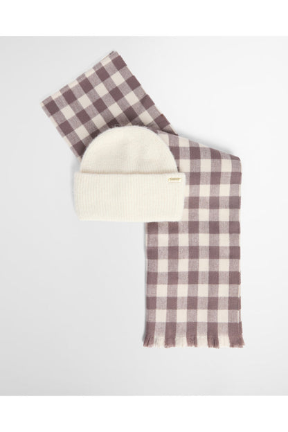 Barbour International Kemora Beanie & Scarf Gift Set Moonbeam/Truffle LGS0104 Shop Barbour International at Dotique