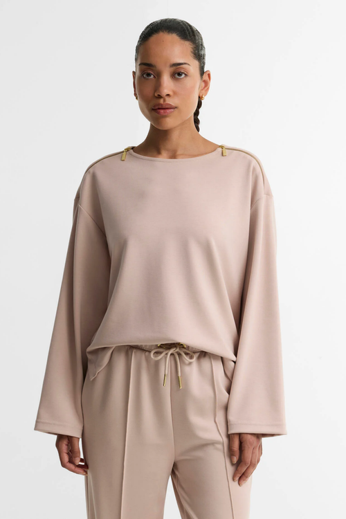 Barbour International Kenna Sweatshirt Nutmeg LOL0702 on model Shop Barbour International at Dotique