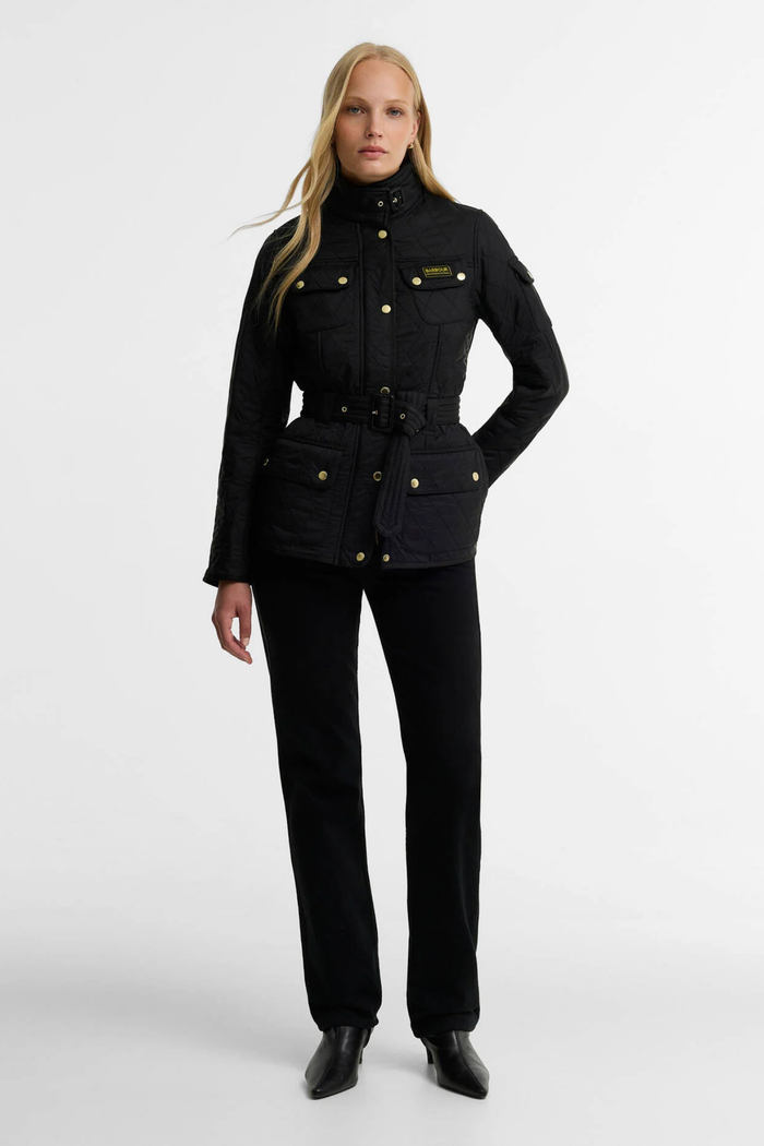 Barbour International Polarquilt Quilted Jacket Black/Black LQU0030 on model Shop Barbour International at Dotique