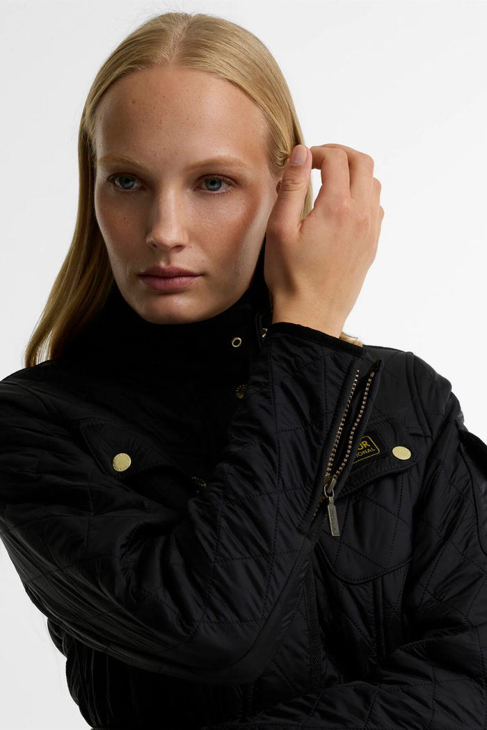 Barbour International Polarquilt Quilted Jacket Black/Black LQU0030 on model Shop Barbour International at Dotique