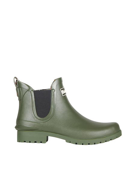 Barbour Wilton Chelsea Welly Olive LRF0066 green ankle boot Shop Barbour at Dotique