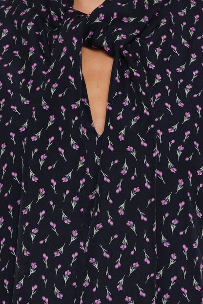 Petal and Pup USA DRESSES Baylie Long Sleeve Mini Dress - Navy Tulip Floral