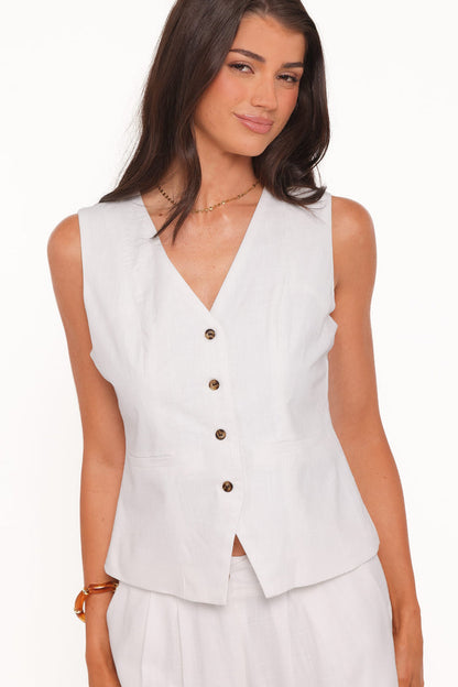 Petal and Pup USA TOPS Bell Linen Vest - Cream
