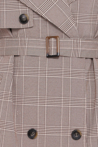 Petal and Pup USA OUTERWEAR Billy Button Front Trench Coat - Brown Plaid