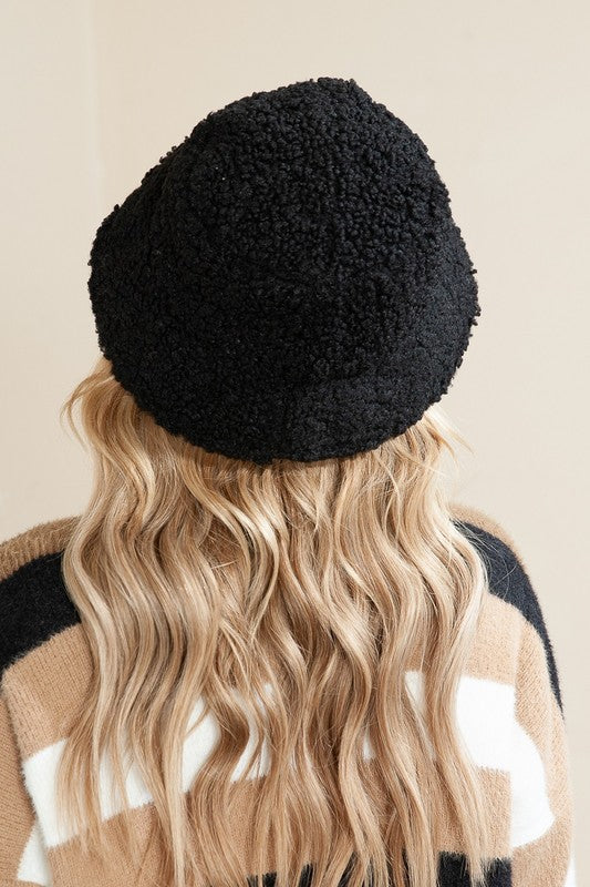 Black Reversible Sherpa Bucket Hat