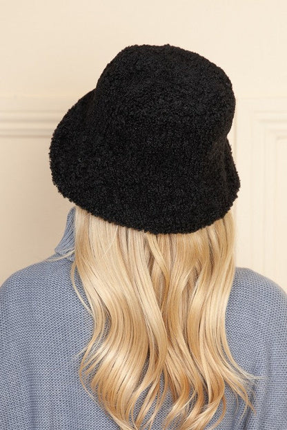 Black Reversible Sherpa Bucket Hat